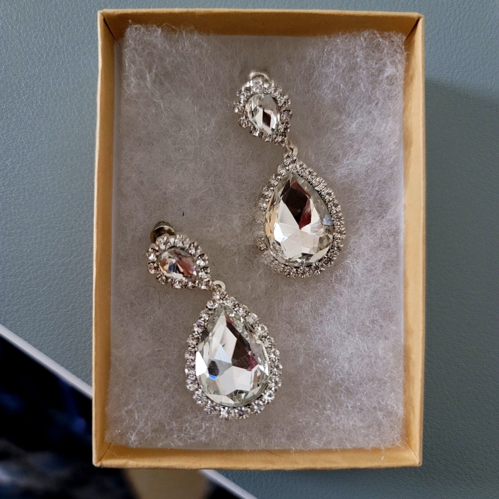 Faux diamond drop earrings
